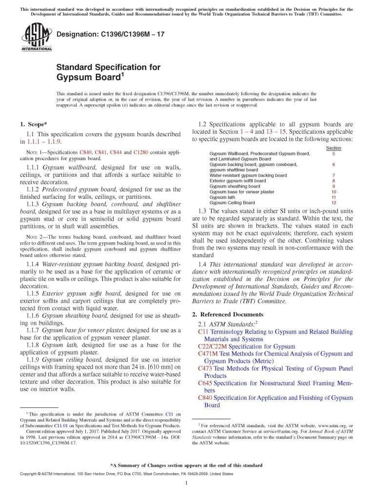 Upstryve's ASTM C1396-17 Standard Specification for Gypsum Board, 2017 product image provided by ASTM. Upstryve provides access to online contractor course content, exam prep, books, and practice test questions to students and professionals preparing for their state contracting exams.