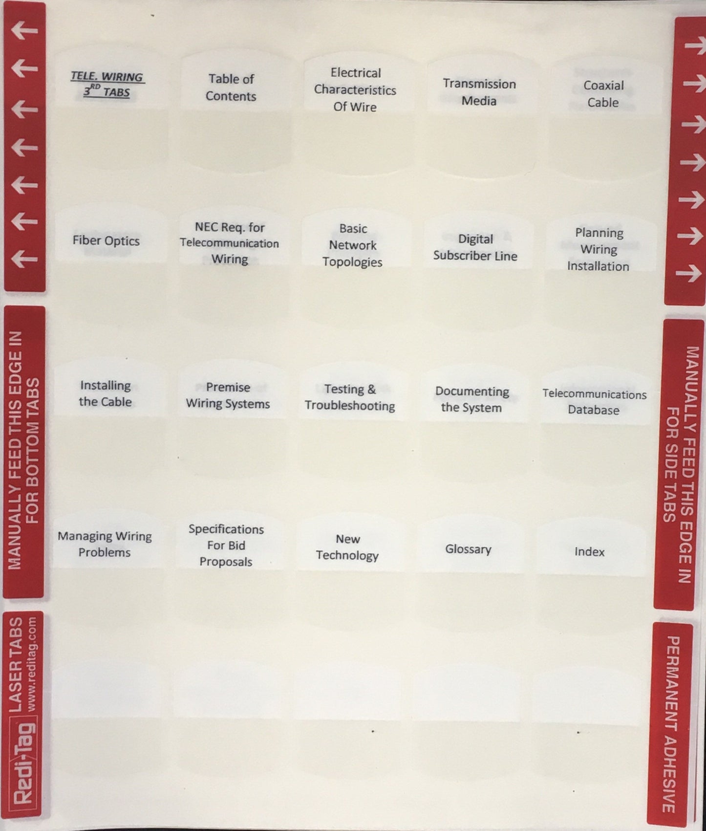 Pre-printed Tabs for Florida State Unlimited Electrical Contractors Trade Book Package; Tabs Only