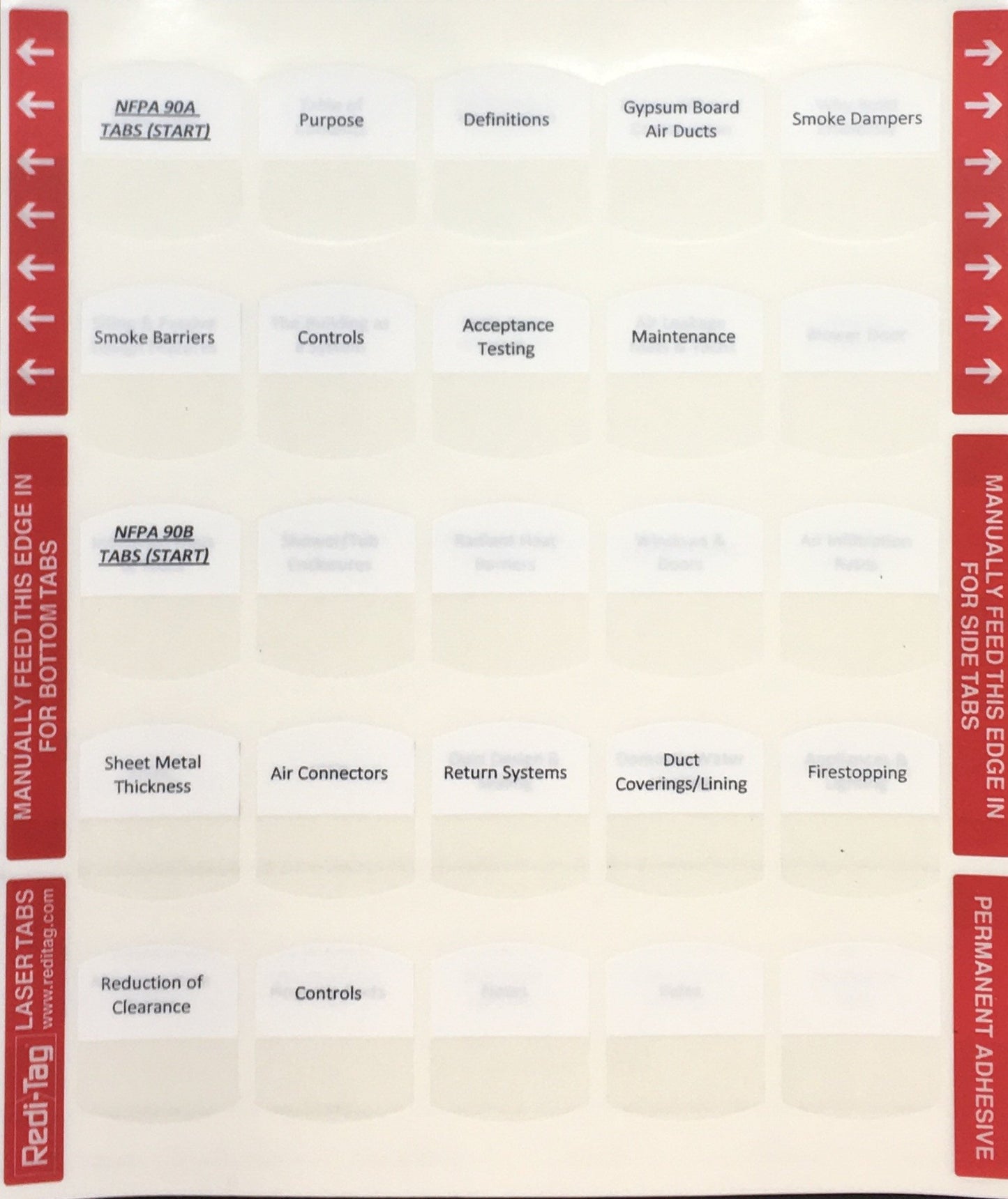 Pre-printed Tabs for Florida State Air A or Air B Contractors Book Package; Tabs Only