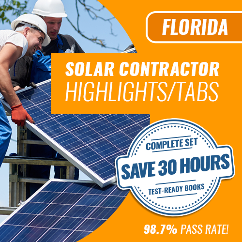 Florida Solar Contractor Exam Complete Book Set - Trade Books - Highlighted & Tabbed