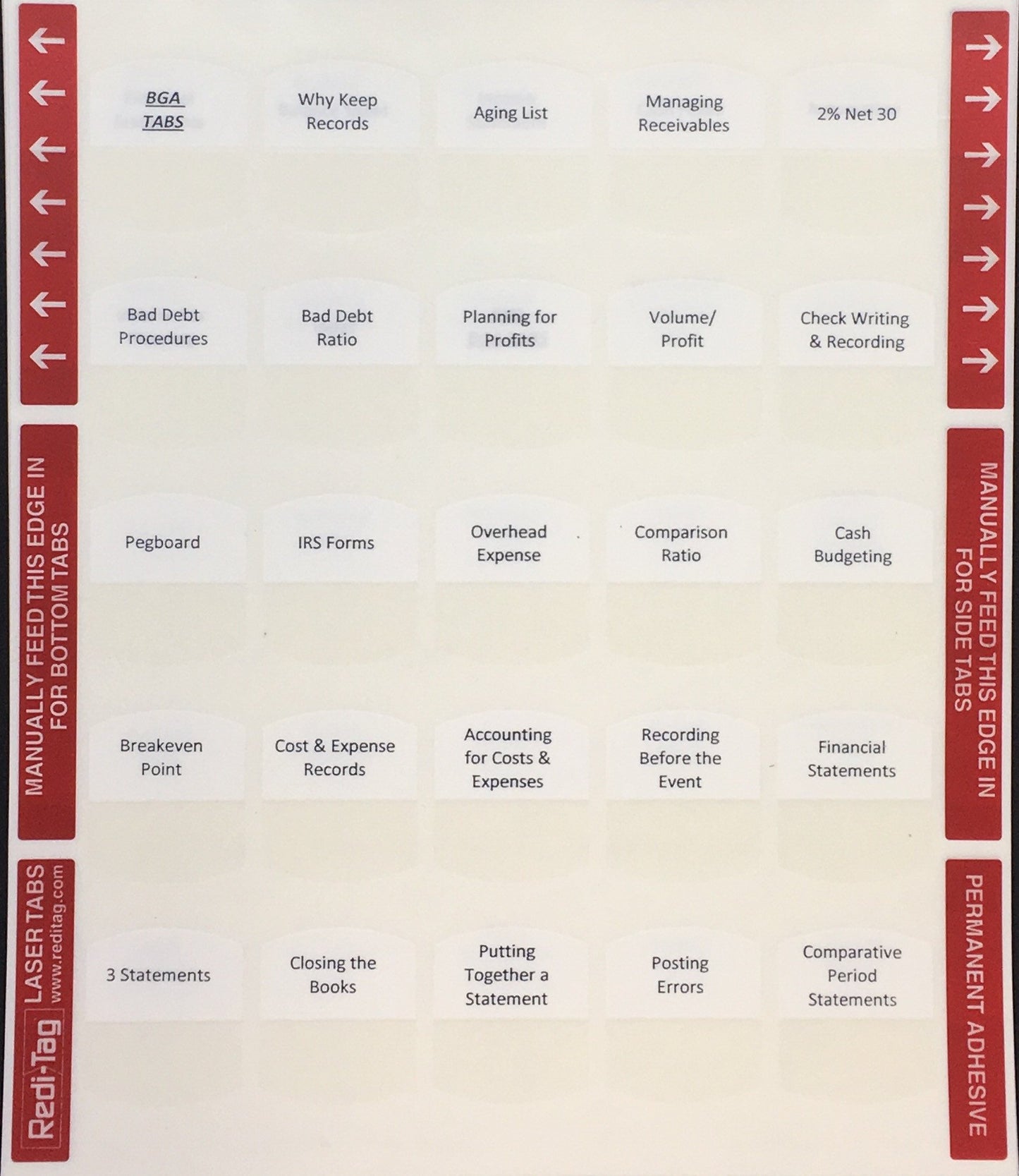 Pre-printed Tabs for Florida State Business & Finance Book Package; Tabs Only