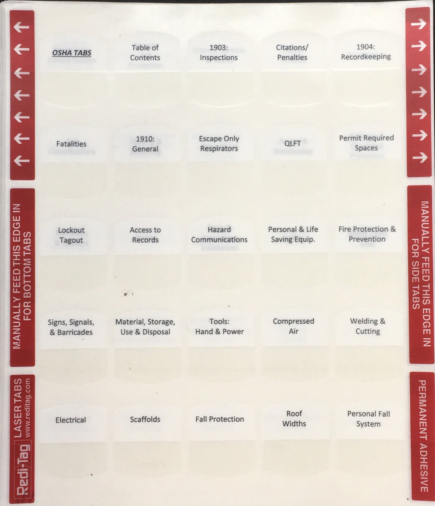 Pre-printed Tabs for Florida State Building Contractor Book Package - Tabs Only