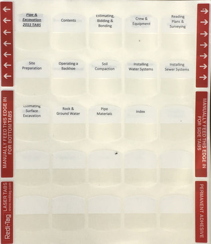 Pre-Printed Tabs for Florida State Underground Utility Book Package; Tabs Only