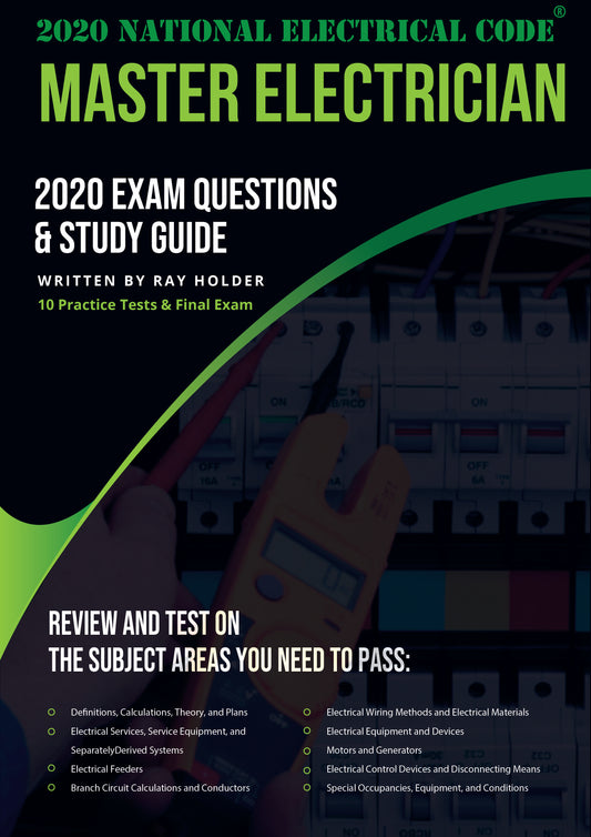 Upstryve's 2020 Master Electrician Exam Questions and Study Guide [Book] product image provided by UpStryve Book Store. Upstryve provides access to online contractor course content, exam prep, books, and practice test questions to students and professionals preparing for their state contracting exams.